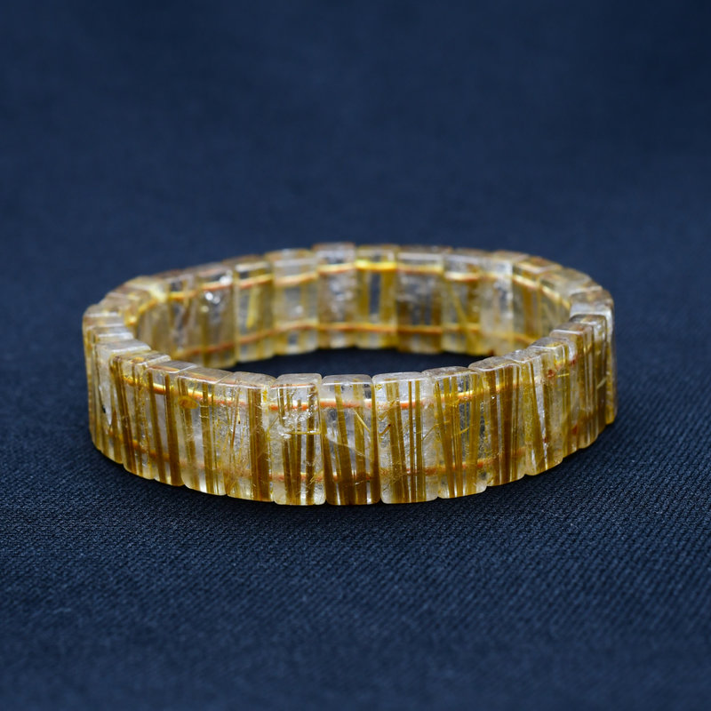 画像: 貴重な一点☆虹入り【透明感抜群のプレートが揃ったルチルバングル】約14〜15mm　一点物　【GHB39・38g】最強金運　金針水晶のお守り効果　ご褒美　お揃い　贈答品　ギフト　魔除 厄除　京海堂