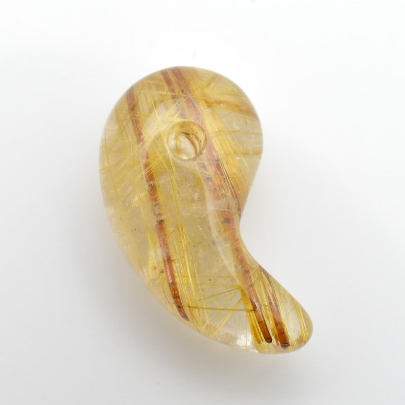 画像1: 【圧倒的な個性☆2本の金針束が奇跡を呼ぶ】人気 勾玉 ゴールド ルチル クォーツ 一点物【KMr77】お守り効果 力が宿る パワーストーン 勝負運・金運・目標達成 プレゼント 守護石 京海堂