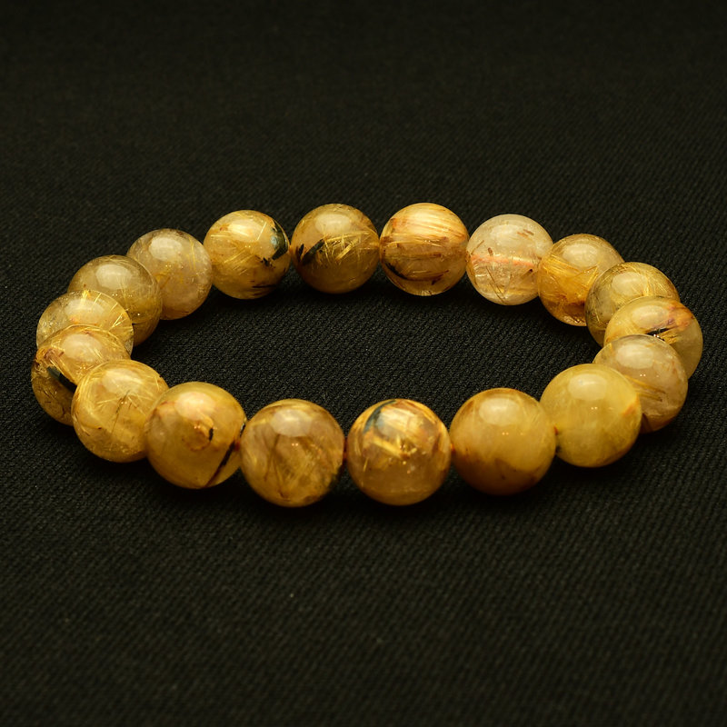 画像1: 【黄金の成功へ導く】ゴールドルチルクォーツ ブレスレット11-12mm GHB101・40g 財運上昇、ビジネス運向上、邪気払い、集中力向上、前向きな活力 プレゼント 贈り物 水晶 浄化発送 ギフト 京海堂