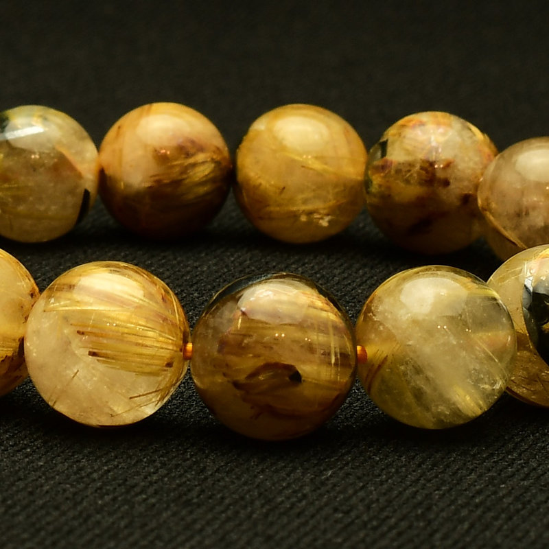 画像: 【黒と金のコントラストが魅せる☆】　タイチンルチル 太陽放射ルチル ブレスレット 11mm　一点物【GHB105】ルチルクォーツブレスレット 仕事運 金運 人間関係 成功を掴む 最強ルチル　プレゼント　贈り物　太陽放射　水晶　37g　浄化発送 ギフト　京海堂