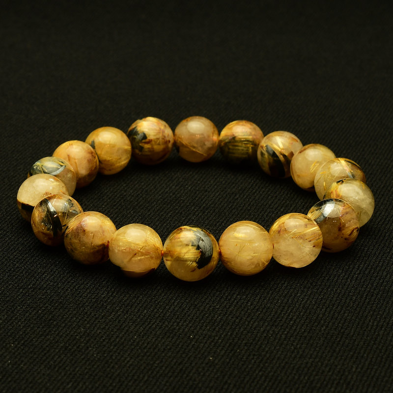 画像: 【黒と金のコントラストが魅せる☆】　タイチンルチル 太陽放射ルチル ブレスレット 11mm　一点物【GHB105】ルチルクォーツブレスレット 仕事運 金運 人間関係 成功を掴む 最強ルチル　プレゼント　贈り物　太陽放射　水晶　37g　浄化発送 ギフト　京海堂