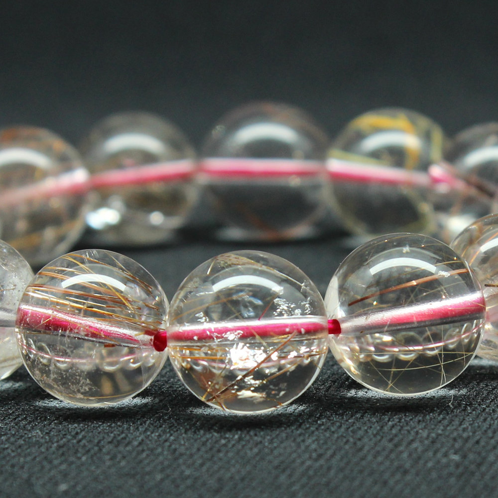 画像: 透明感MAXなレッドルチルクォーツ【約14mm ±0.5ブレス】一点物【 GHB120・62g】綺麗なクォーツがパワーを感じる一品 金運上昇 仕事運向上 クリスマスプレゼント 贈り物 水晶 浄化発送 ギフト 京海堂