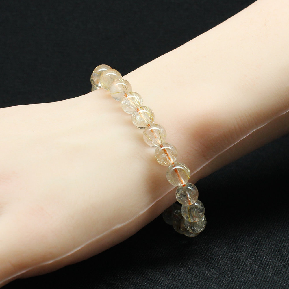 画像: 末広がり8mmブレスレット ゴールドルチルクォーツ【約8mm ±0.5ブレス】一点物【 GHB121・18g】綺麗な金針クォーツ 金運上昇 仕事運向上 クリスマスプレゼント 贈り物 水晶 浄化発送 ギフト 京海堂