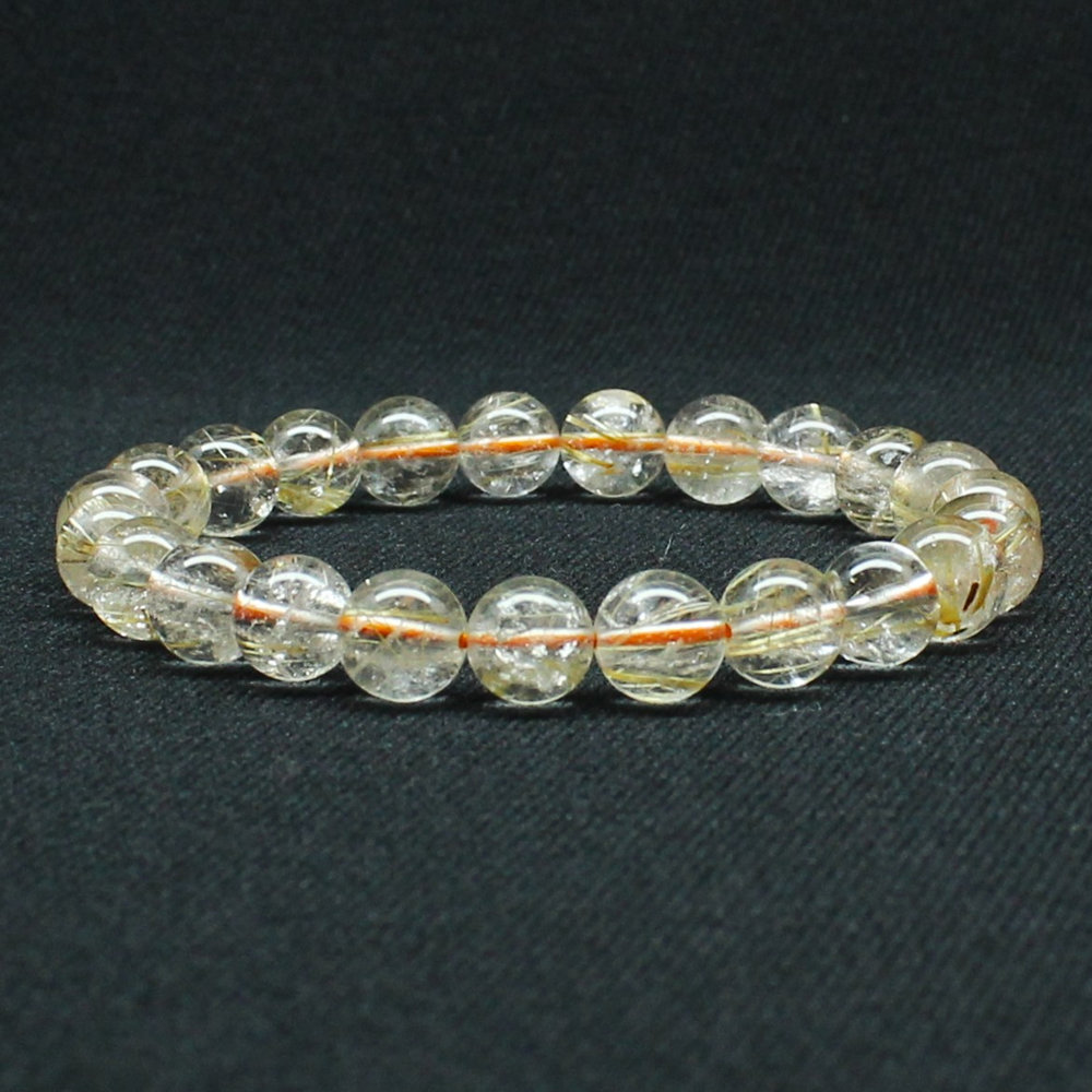 画像: 末広がり8mmブレスレット ゴールドルチルクォーツ【約8mm ±0.5ブレス】一点物【 GHB121・18g】綺麗な金針クォーツ 金運上昇 仕事運向上 クリスマスプレゼント 贈り物 水晶 浄化発送 ギフト 京海堂