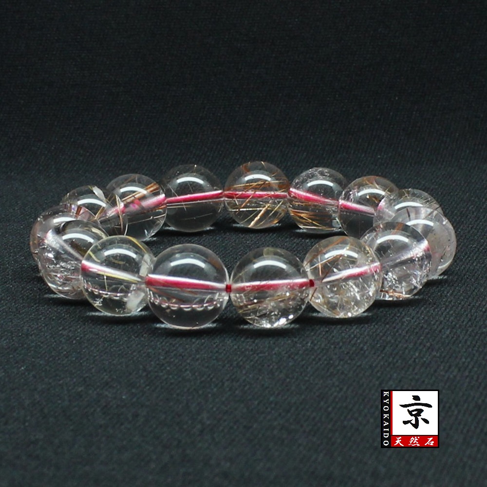 画像1: 透明感MAXなレッドルチルクォーツ【約14mm ±0.5ブレス】一点物【 GHB120・62g】綺麗なクォーツがパワーを感じる一品 金運上昇 仕事運向上 クリスマスプレゼント 贈り物 水晶 浄化発送 ギフト 京海堂