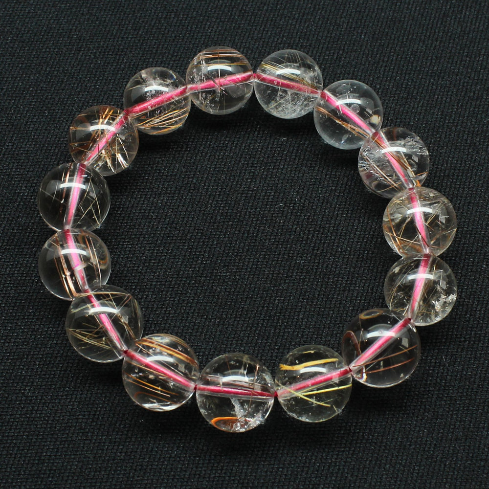 画像: 透明感MAXなレッドルチルクォーツ【約14mm ±0.5ブレス】一点物【 GHB120・62g】綺麗なクォーツがパワーを感じる一品 金運上昇 仕事運向上 クリスマスプレゼント 贈り物 水晶 浄化発送 ギフト 京海堂