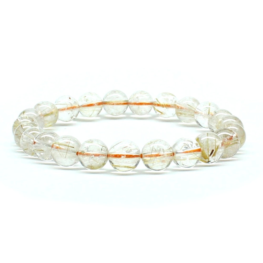 画像: 末広がり8mmブレスレット ゴールドルチルクォーツ【約8mm ±0.5ブレス】一点物【 GHB121・18g】綺麗な金針クォーツ 金運上昇 仕事運向上 クリスマスプレゼント 贈り物 水晶 浄化発送 ギフト 京海堂