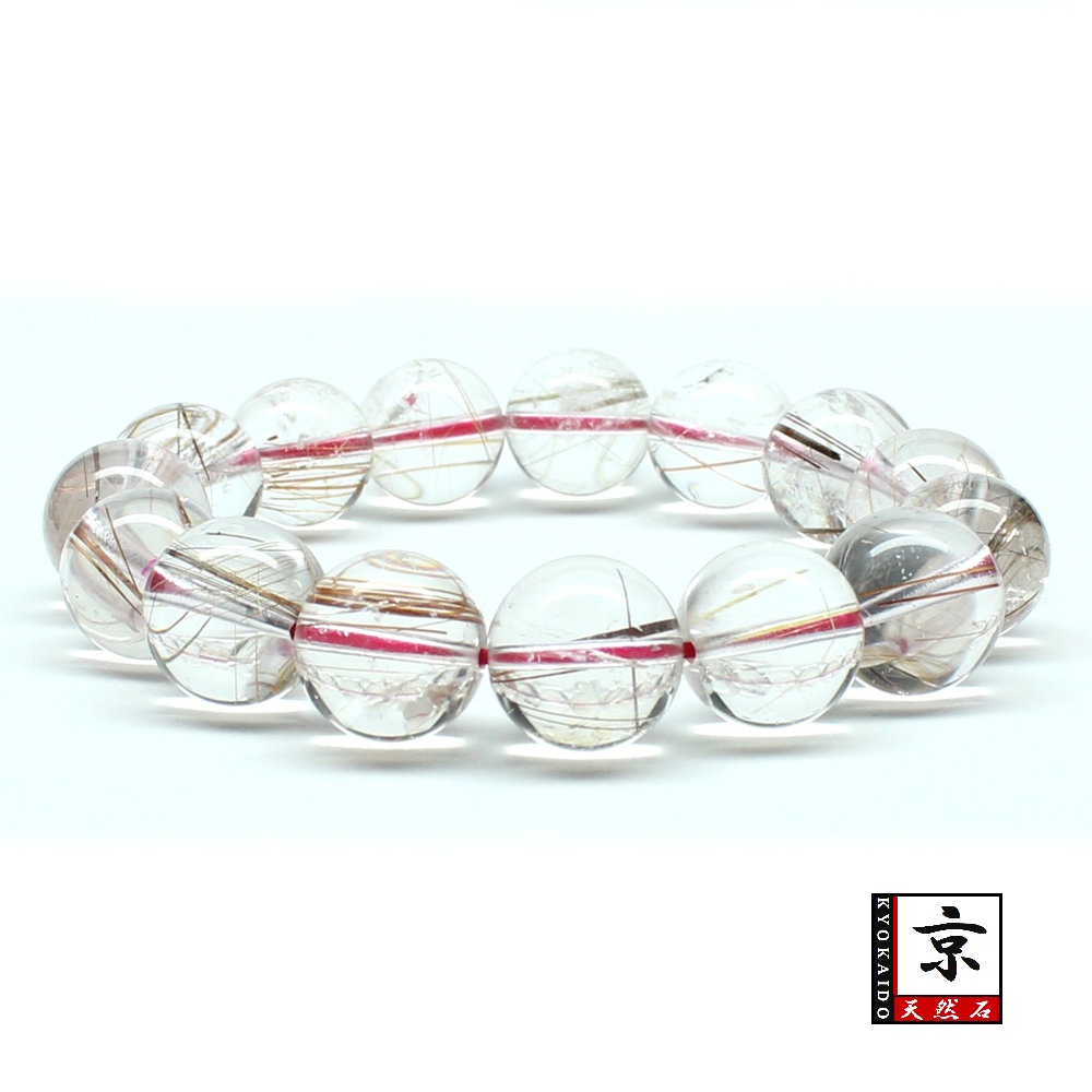 画像2: 透明感MAXなレッドルチルクォーツ【約14mm ±0.5ブレス】一点物【 GHB120・62g】綺麗なクォーツがパワーを感じる一品 金運上昇 仕事運向上 クリスマスプレゼント 贈り物 水晶 浄化発送 ギフト 京海堂